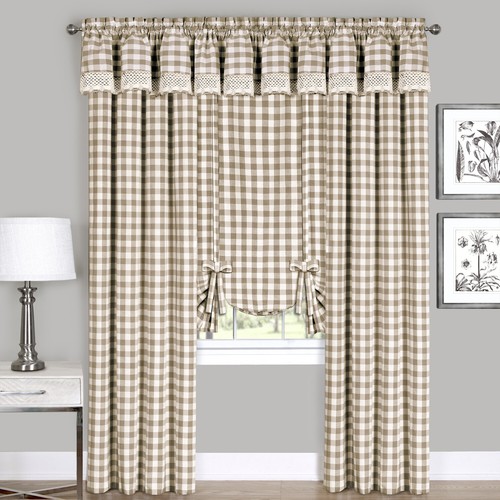 Country Farmhouse Complete Plaid Window Curtain Set - Assorted Colors & Sizes - Picture 7 of 16