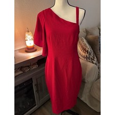 Trina Turk NWT size 8 Tempo Paris One Shoulder Dress Cocktail Party Red Dressy