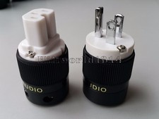 1Set AC Copper US Power Plug IEC Connector Rhodium Plated