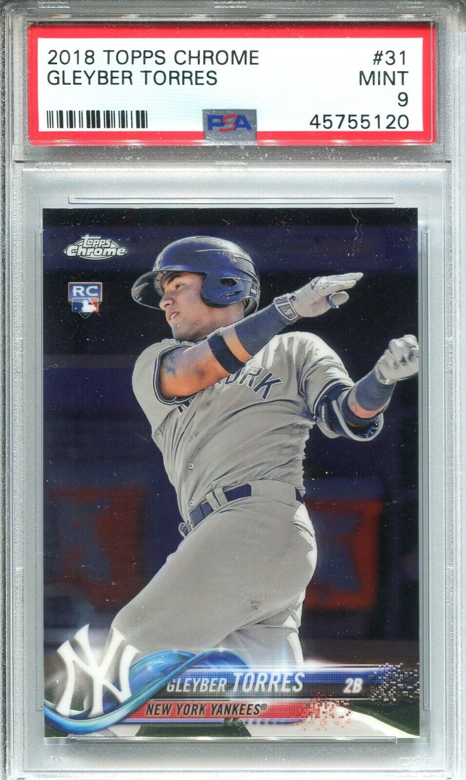 2018 Topps Chrome Gleyber Torres Rookie #31 PSA 9 MINT