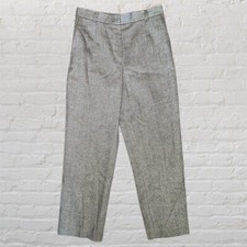 Vintage Talbots Grey Wool-Silk Pinstripe Straight Leg Trousers - Women's 8P