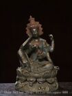 9.4" Chinese Buddhism Bronze 6 Arm Kwan-yin Guanyin Goddess Buddha Statue