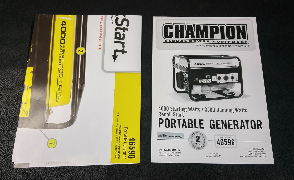 Champion 4000 Watt Generator Manual Print Operators Manual 