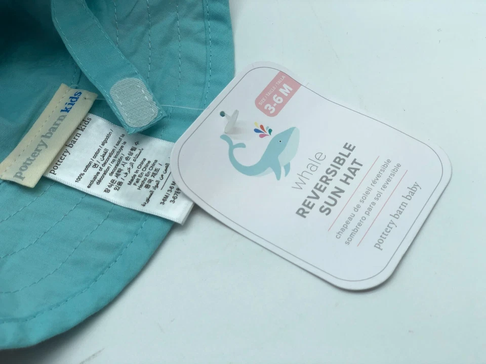 Pottery Barn Kids новый двусторонний кит ведро шляпа розовый синий Baby Girl 3-6 M - Изображение 4 из 4