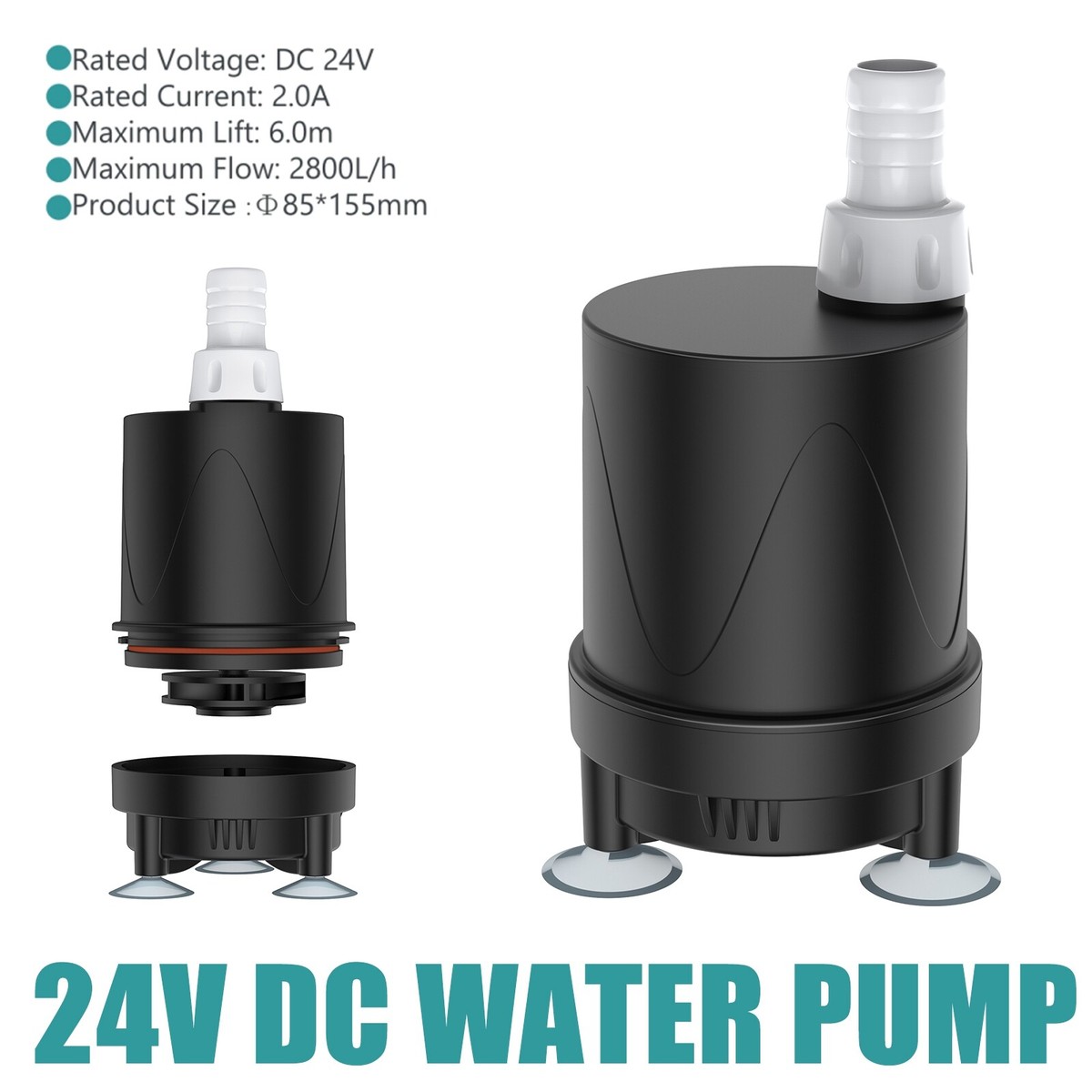 ultrastille aquariumwaterpomp 1000L/H 7M,Mini dompelpomp, DC 24V warmwatercirculatie borstelloze pomp voor aquarium, aquarium, vijver, hydrocultuur, beeldhouwwerk