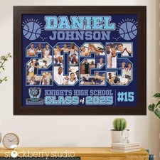 Personalized Basketball Player 2025 Photo Collage Wall Art Decor Custom