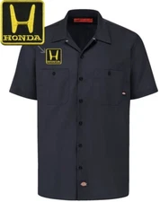 HONDA Retro Patch DICKIES Short Sleeve Mechanic Work Shirt Classic CivicCRX S-5X