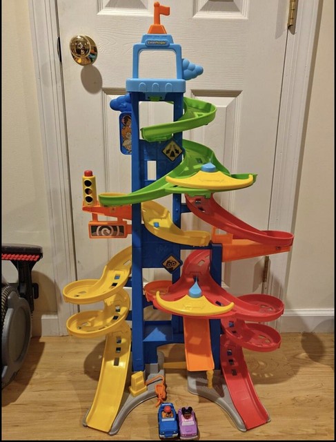 Fisher Little People City Skyway Take Turns Ramp Tower 3ft Tall Has 2 Cars for sale online | eBay