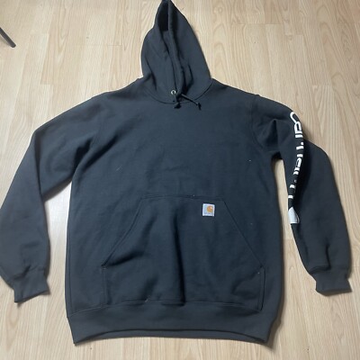 Carhartt Men's Black Hoodie Original Fit Midweight Logo Hooded