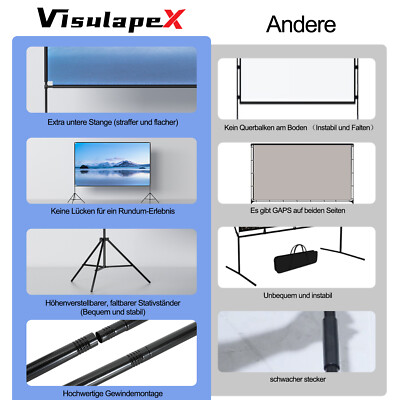 Beamer Leinwand 120 Zoll Mit Stativ - Tragbar Für Outdoor Kino & Garten