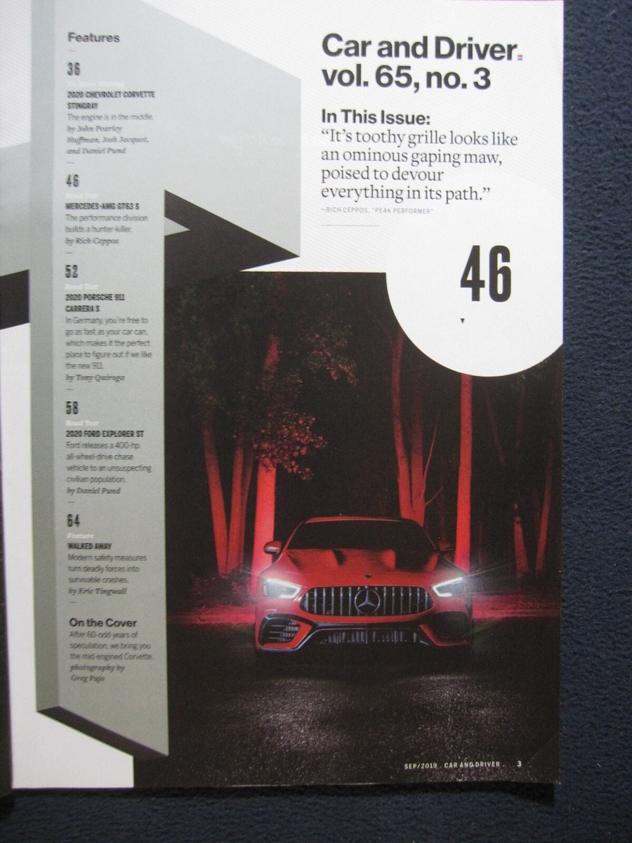 Car and Driver Magazine September 2019 The 2020 Chevrolet Corvette