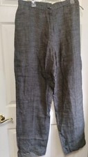 BETS by CANVASBACKS Size 16 Black & White Linen PANTS Made in USA $115 NEW
