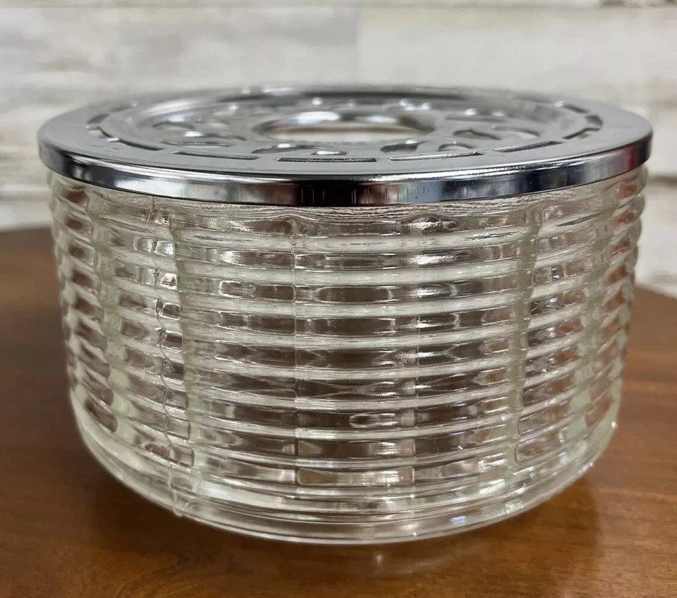 Calentador de velas de sílex para cafetera tetera Art Deco MCM con patas de vidrio tapa cromada EE. UU. Foto 3 de 4