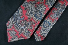 Robert Talbott for Nordstrom Italian Printed USA Made Silk Neck Tie. Red Paisley