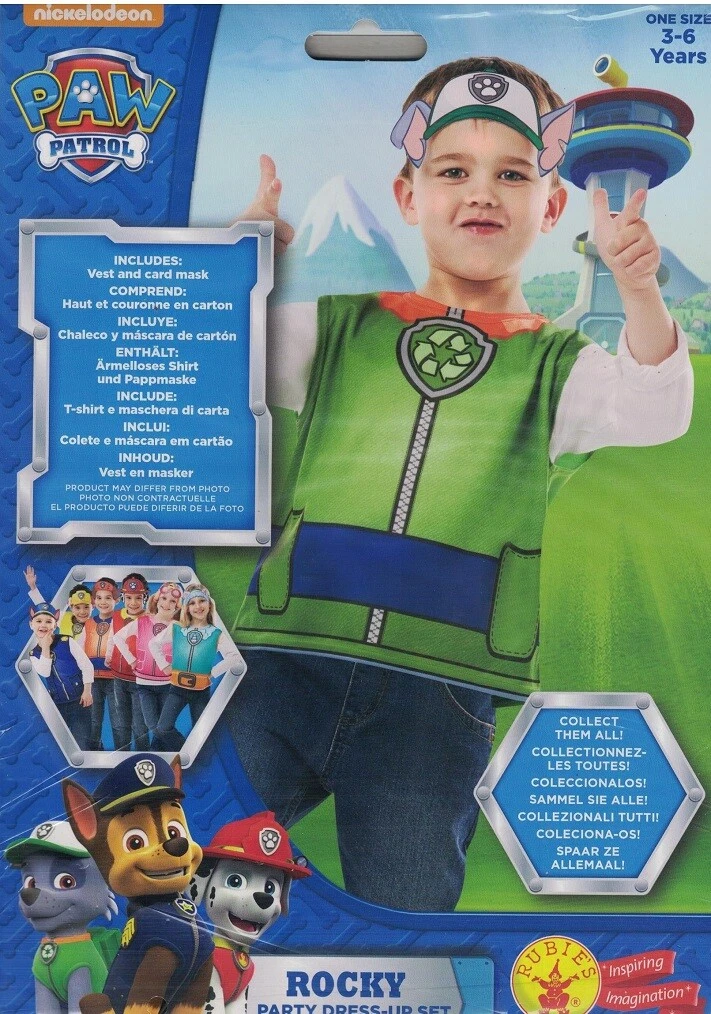 Set costume Paw Patrol Rocky Rocky bambini abito elegante 3-6 festa  giornata mon