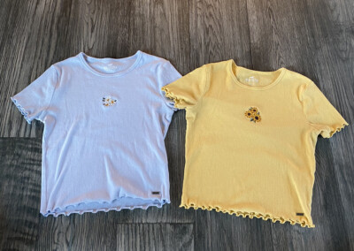 Baby Tee Blue Yellow Flowers Shirt Size 