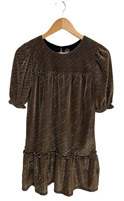 Wonder Nation Girl's Short Sleeve Gold Sparkly Sheath Jumper Dress Size L |  eBay