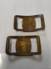 CONFEDERATE BRASS  HORSE HARNESS BUCKLE COVER CIVIL WAR BED ROLL Pair