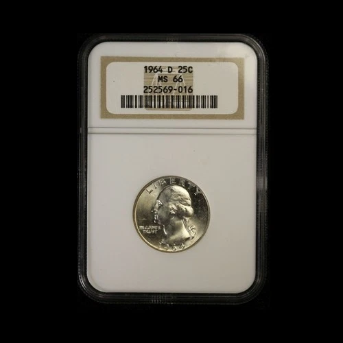 1964-D Washington Quarter NGC MS66- Free Shipping USA