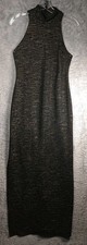 Halston Heritage Dress Women's Sz M Naked Mock Neck Sleeveless... Blk Split Zip