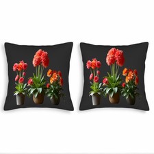 Set of 2 Square Throw Pillow Covers 18x18in - Vibrant Floral Pattern Design