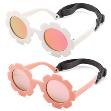 Hycredi Flexible Bendable Flower Baby Polarized Sunglasses with Strap for Newbor