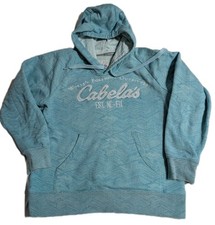 Cabela's Women's L Hoodie Blue Zigzag Pattern Pullover Kangaroo Pocket 60/40