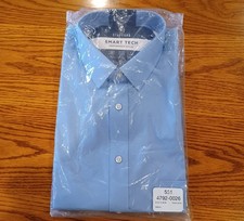 Men's Stafford Smart Tech Performance Poplin Blue Large Tall Dress Shirt