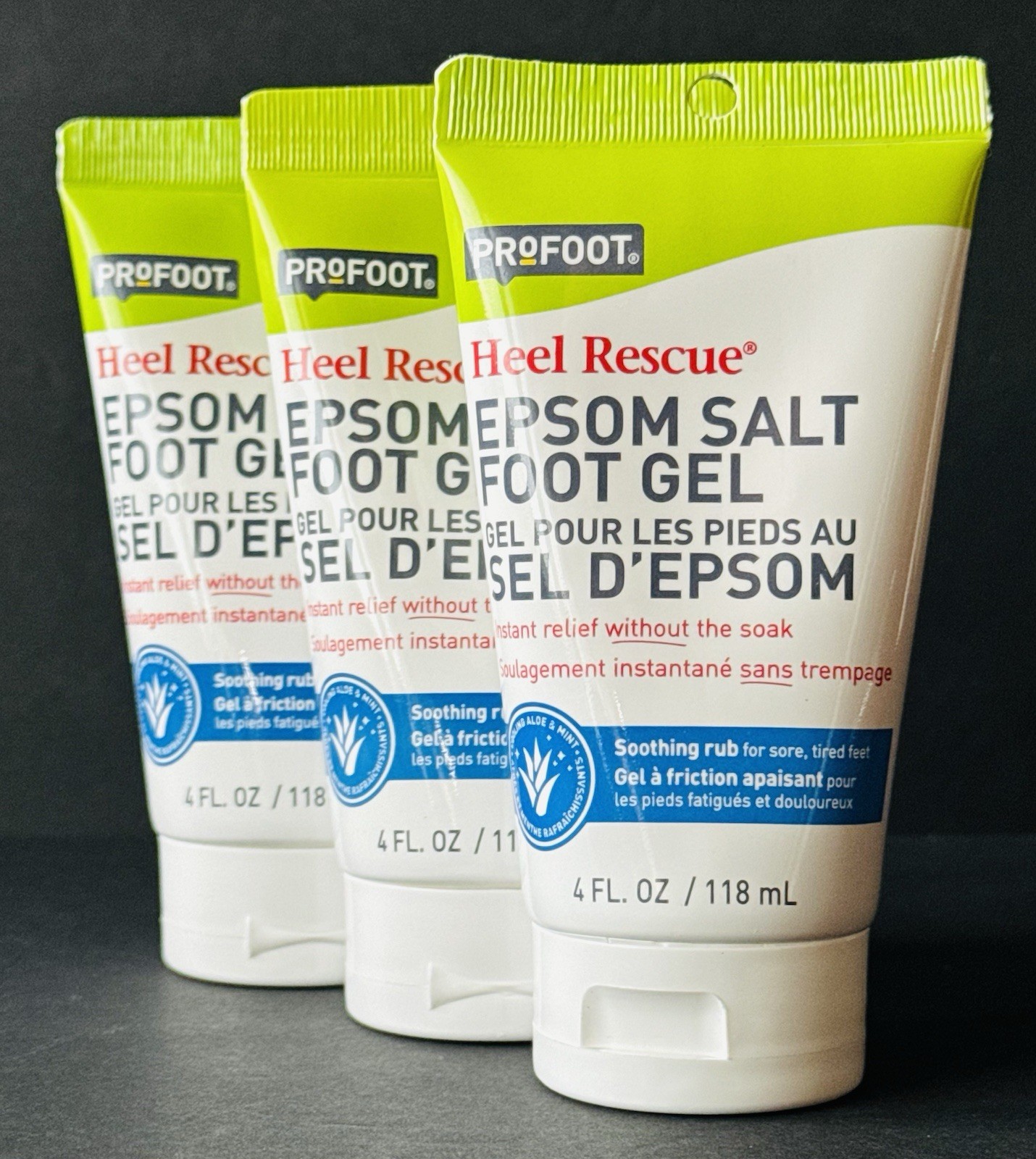 3x PROFOOT Heel Rescue EPSOM SALT FOOT GEL, Soothing rub for Sore, Tired Feet