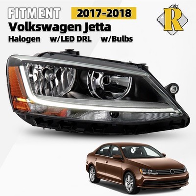 For 2017 2018 Volkswagen Jetta Sedan Halogen Headlight w/LED DRL w/Bulb Right RH
