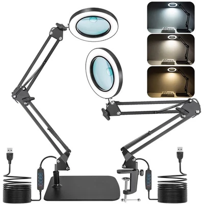 8X Dioptrien 72LED Lupenleuchte Lupenlampe mit Clip Basis Lupe Licht Tischlampe - Bild 1 von 4