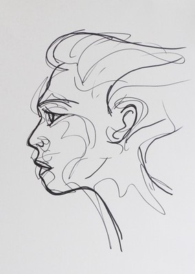Free Spirit Original Tusche auf Papier weibliche Portraitzeichnung