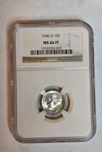 1946 D NGC MS66 FT Roosevelt Dime 10c US Mint Silver Coin