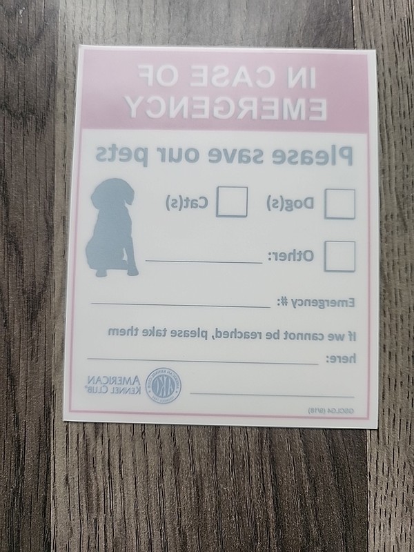 AKC Window Decal In Case of Emergency Dog Cat