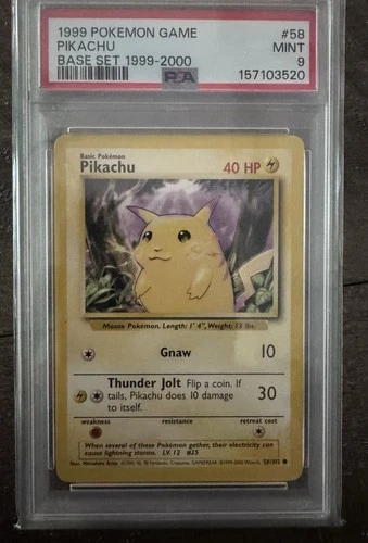 Pikachu - Base Set UK 4th Print “1999-2000” - PSA 9 - 58/102