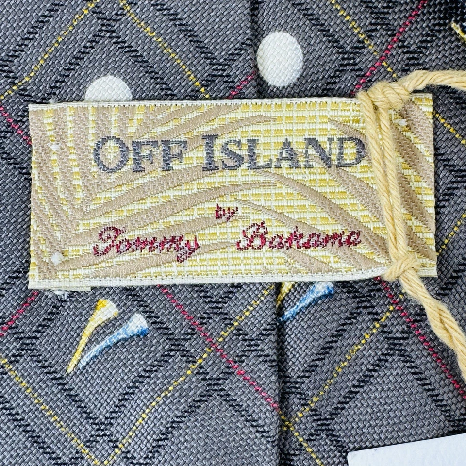 NUEVO CON ETIQUETAS NUEVO OFF ISLAND POR TOMMY BAHAMA GOLF ESTAMPADO HOMBRE CORBATA 100% SEDA 4x59 pulgadas Foto 3 de 4