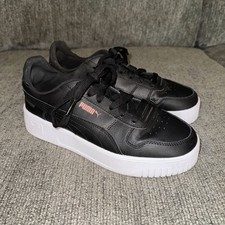 Puma Carina Street Sneaker Women's 8 Black White Casual Lace Up Shoes 389390-01