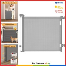 Retractable Baby Gate 55 Inch Wide Mesh Dog Gate for Stairs Doorways Hallway
