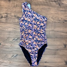 J. Crew 6 Ruched One-shoulder One-Piece Painted Block Print Floral Swim Beach