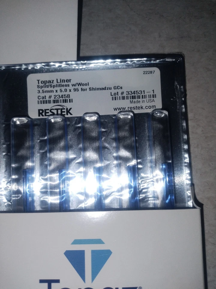 Revestimiento de entrada de topacio Restek 23458 dividido. 3,5 mm 5,0 X 95 para Shimadzu GC con lana Foto 4 de 4