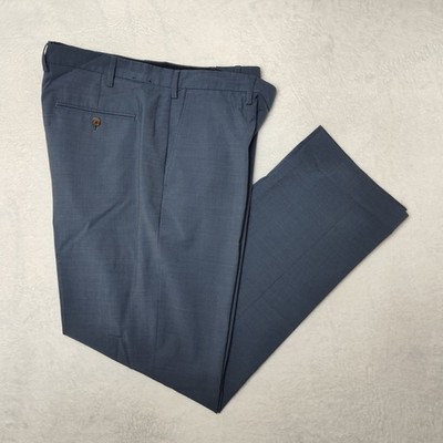 J.CREW Pants Mens 38x32 Blue Slim Tapered Dress Flat Front Wool Blend Thompson
