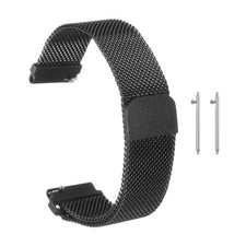 16mm Stainless Steel Metal Mesh Watch Band with Magnetic Buckle, Black