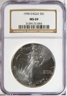 1990 American Eagle Silver Dollar $1 MS69 NGC