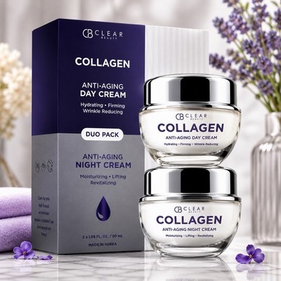 Clear Beauty Collagen Day & Night Cream Anti Aging - Duo Pack - 2x50ml