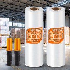 2 PCS Stretch Film Shrink Wrap 15 Inchx1000ft Plastic Roll Handles Clear