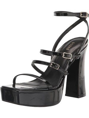 GUESS Womens Black 1-1/2'' Platform Yenna Toe Block Heel Sandals Shoes 11 M