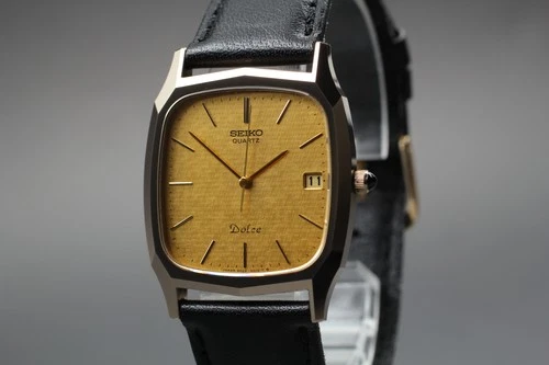 [Near MINT] Vintage SEIKO Dolce 9522-5010 28mm Gold Dial Quartz Men's Watch