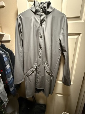 RAINS Unisex & Waterproof  Long Jacket  in Dark Gray, Size Small