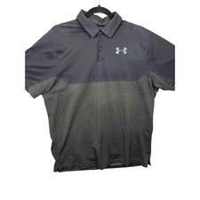 Under Armour HeatGear Men's Loose Fit Polo Shirt Black Gray Textured Large