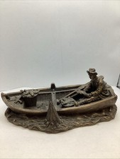 Vintage Fisherman On Boat Ornament (9” Long)